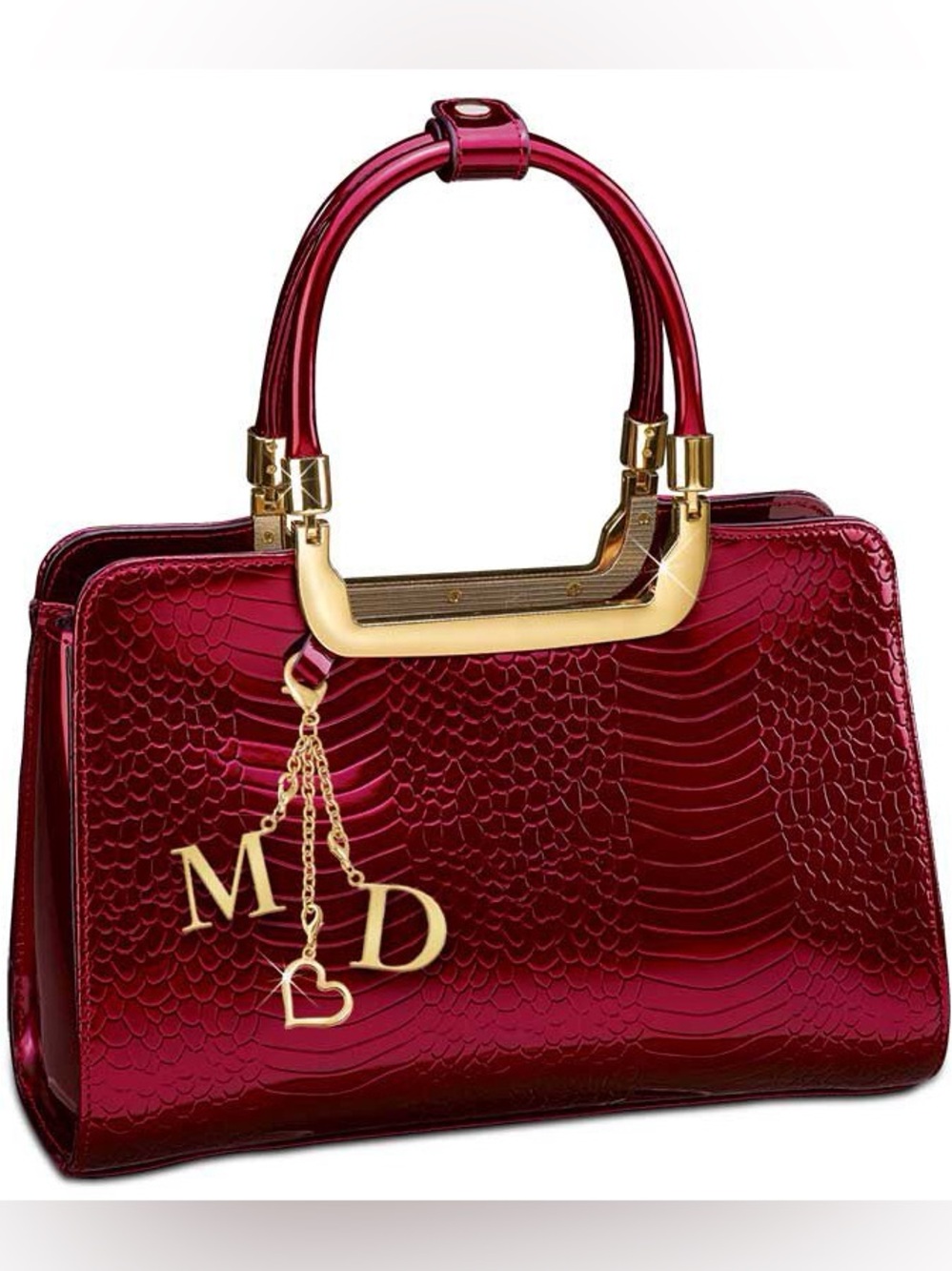 NWOT Red Leather Croc-Texture Bag